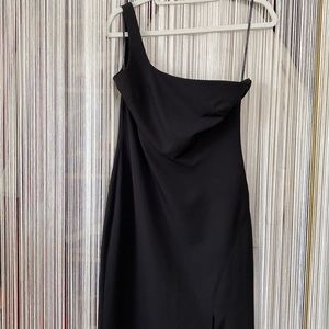 Vince Camuto One Shoulder Black Gown with Front Slit